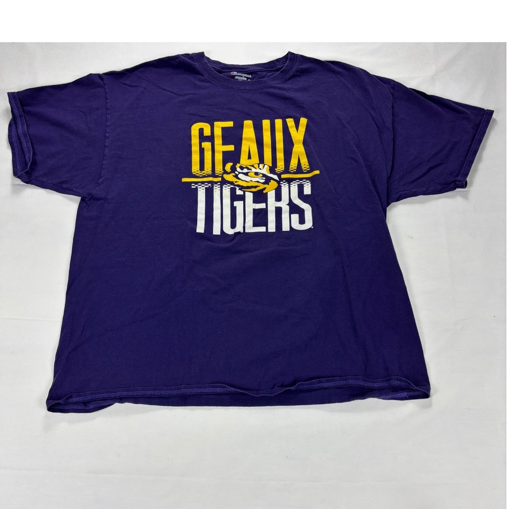Champion LSU Geaux Tigers Graphic T-Shirt Purple Men's 2XL NCAA College - Picture 1 of 5